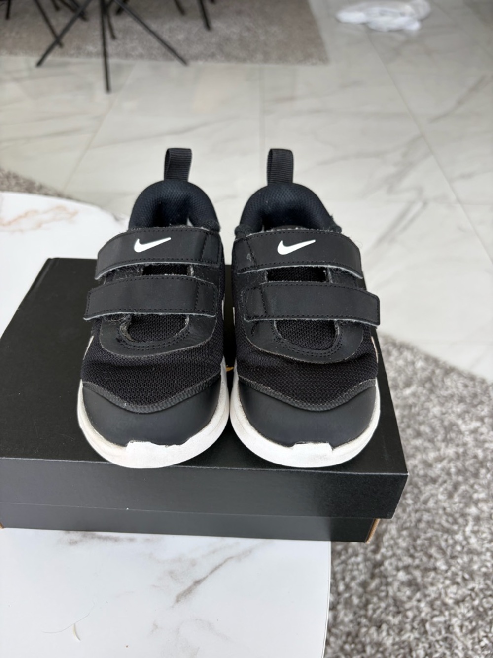 Nike Kids Black and White Velcro Sneakers